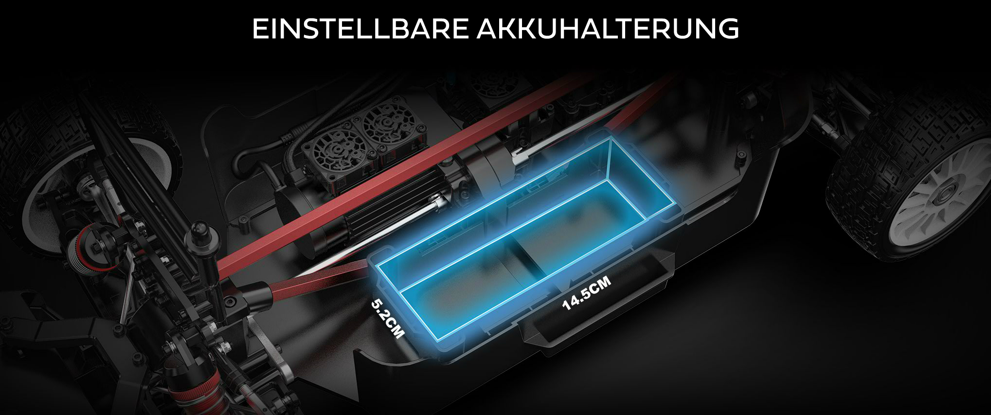 Hyper Go Citroen C3 WRC 1:7 - einstellbare Akkuhalterung