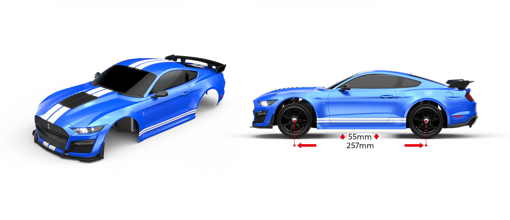 Abmessungen des Hyper Go Ford Mustang Shelby GT500