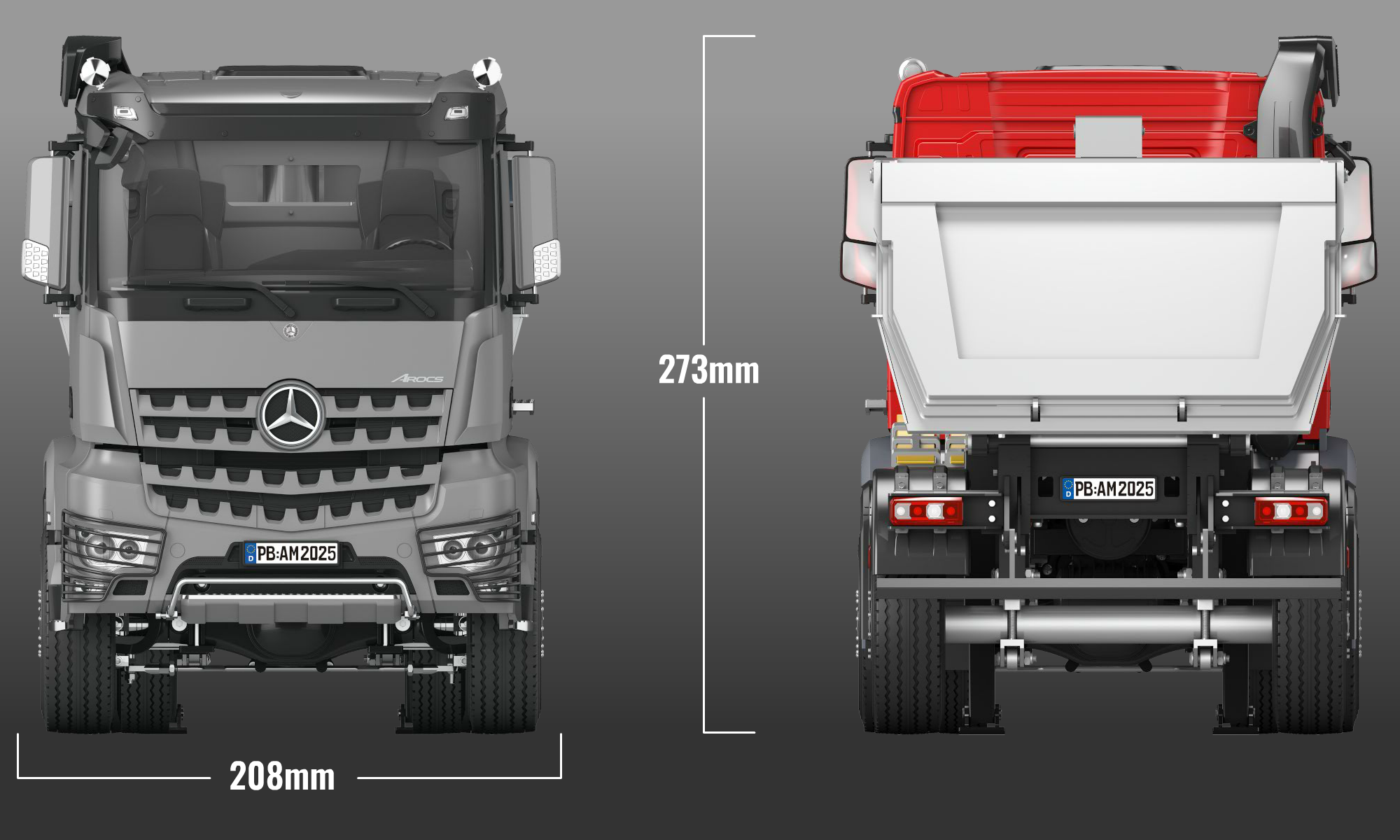 Mercedes-Benz Arocs Sattelzug mit Kippauflieger Abmessungen