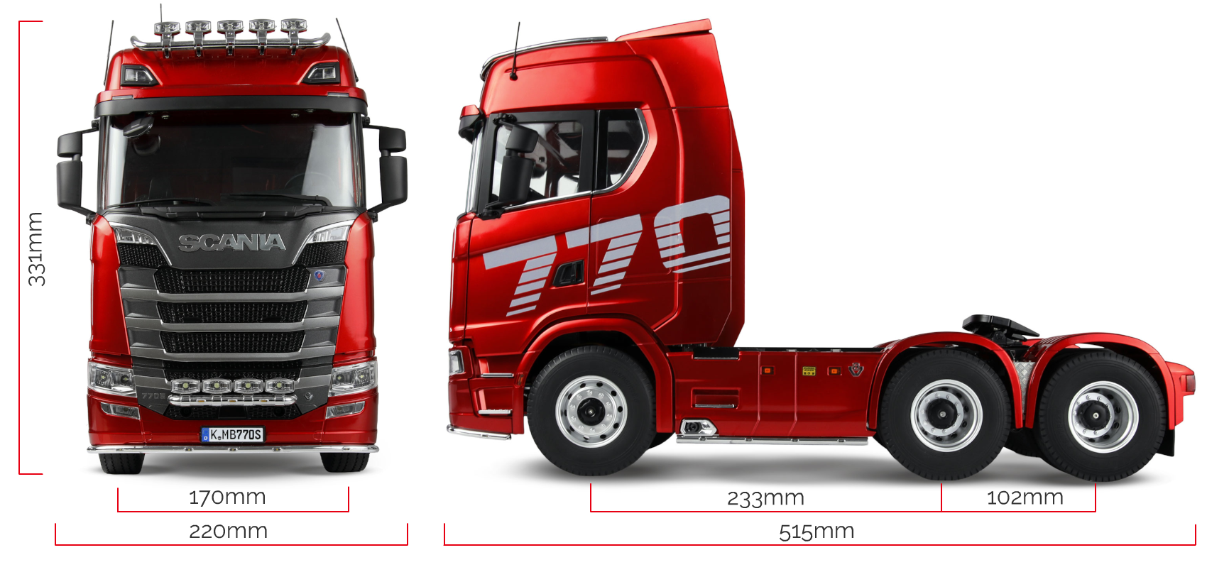 Scania 770 S 1:14 Abmessungen