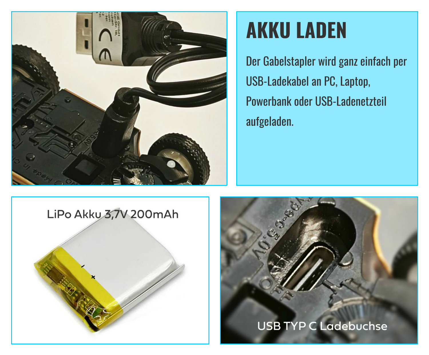 Amewi Mini-Gabelstapler Ladefunktion und Akku