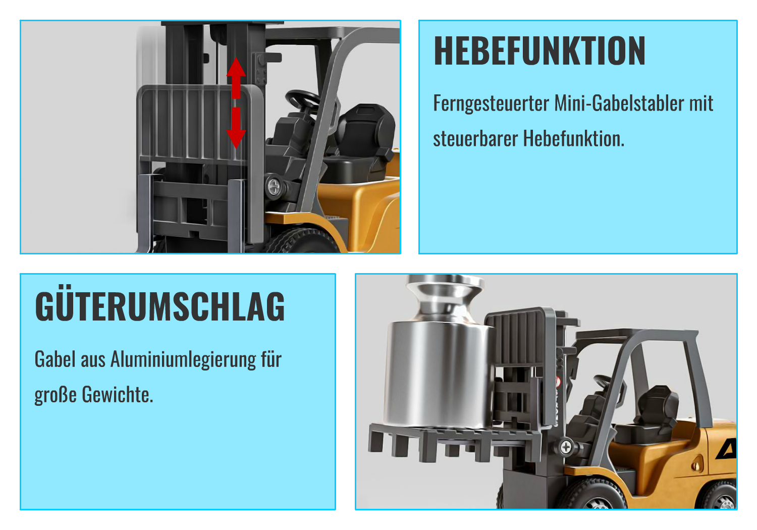 Amewi Mini-Gabelstapler Hebefunktion und große Gewichte