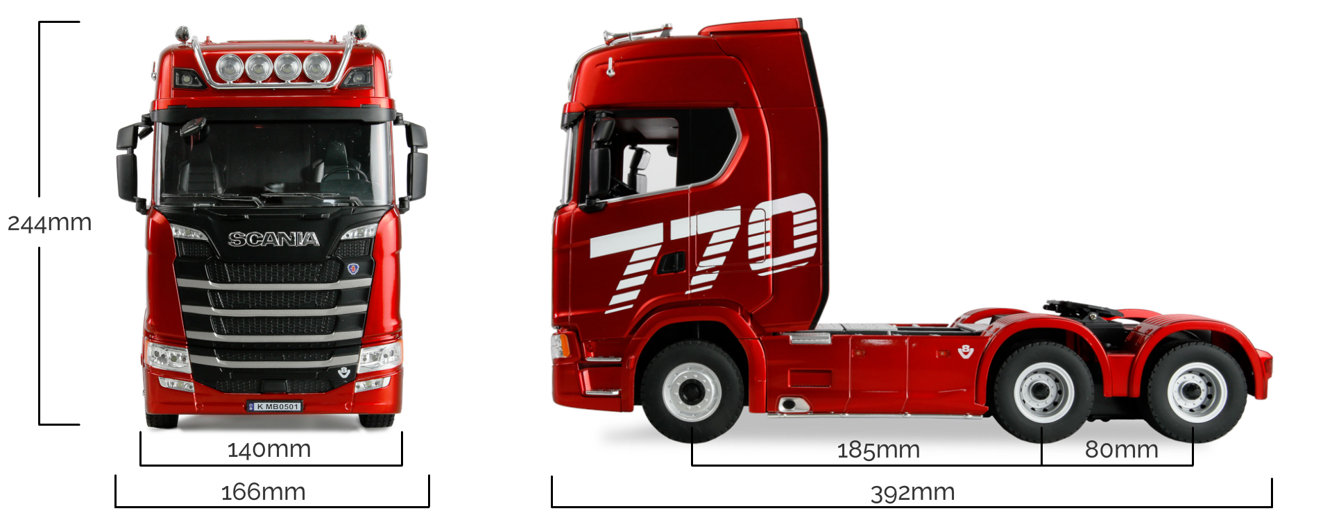 Scania 770S 1:18 Abmessungen