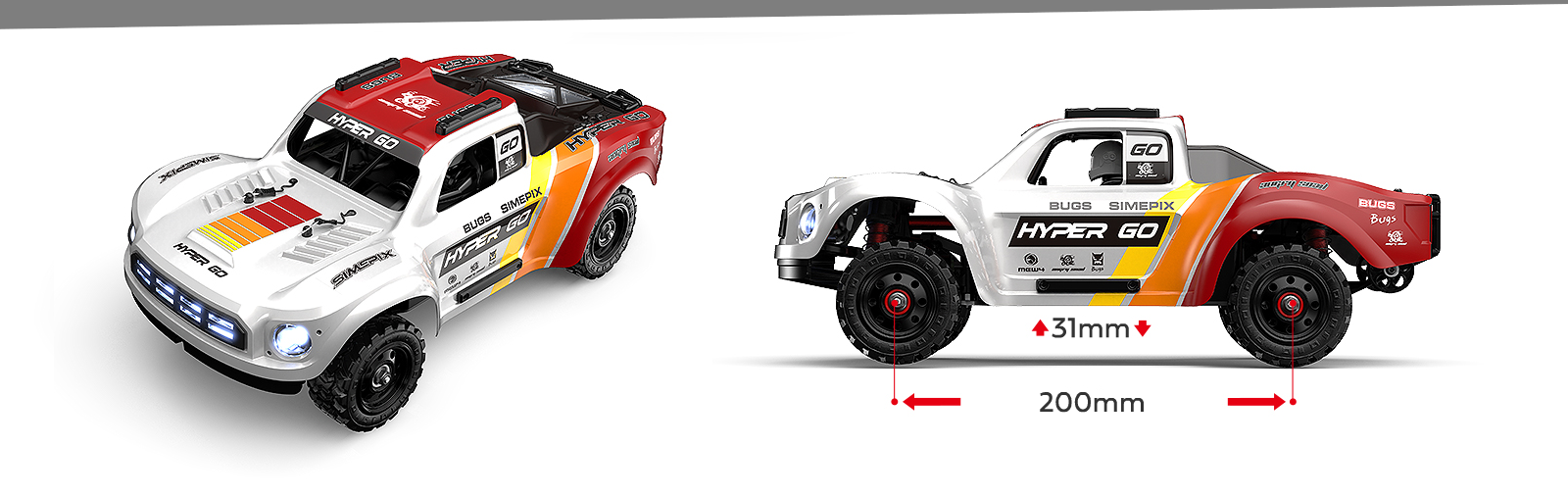 Hyper Go Short Course Truck 1:14 Abmessungen