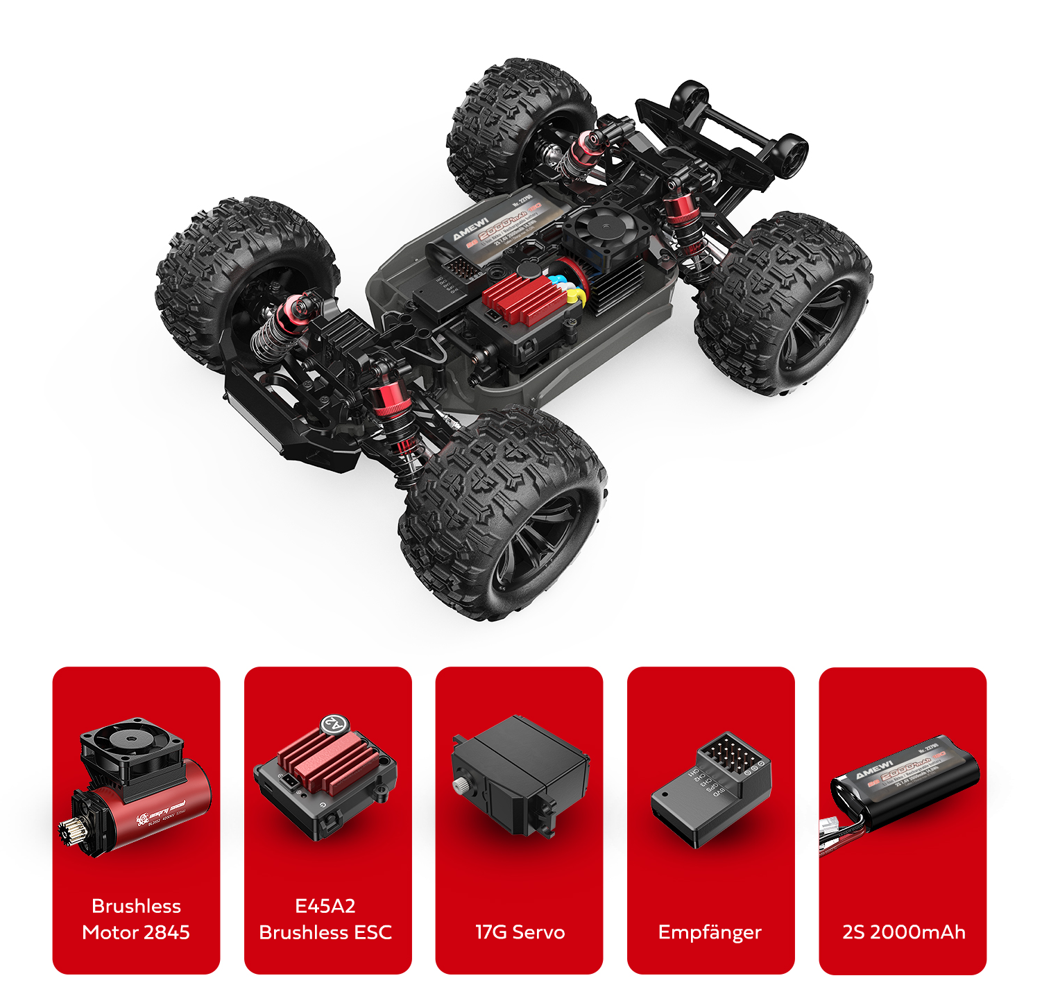 Hyper Go Monstertruck V2 1:16 Chassis und Komponenten