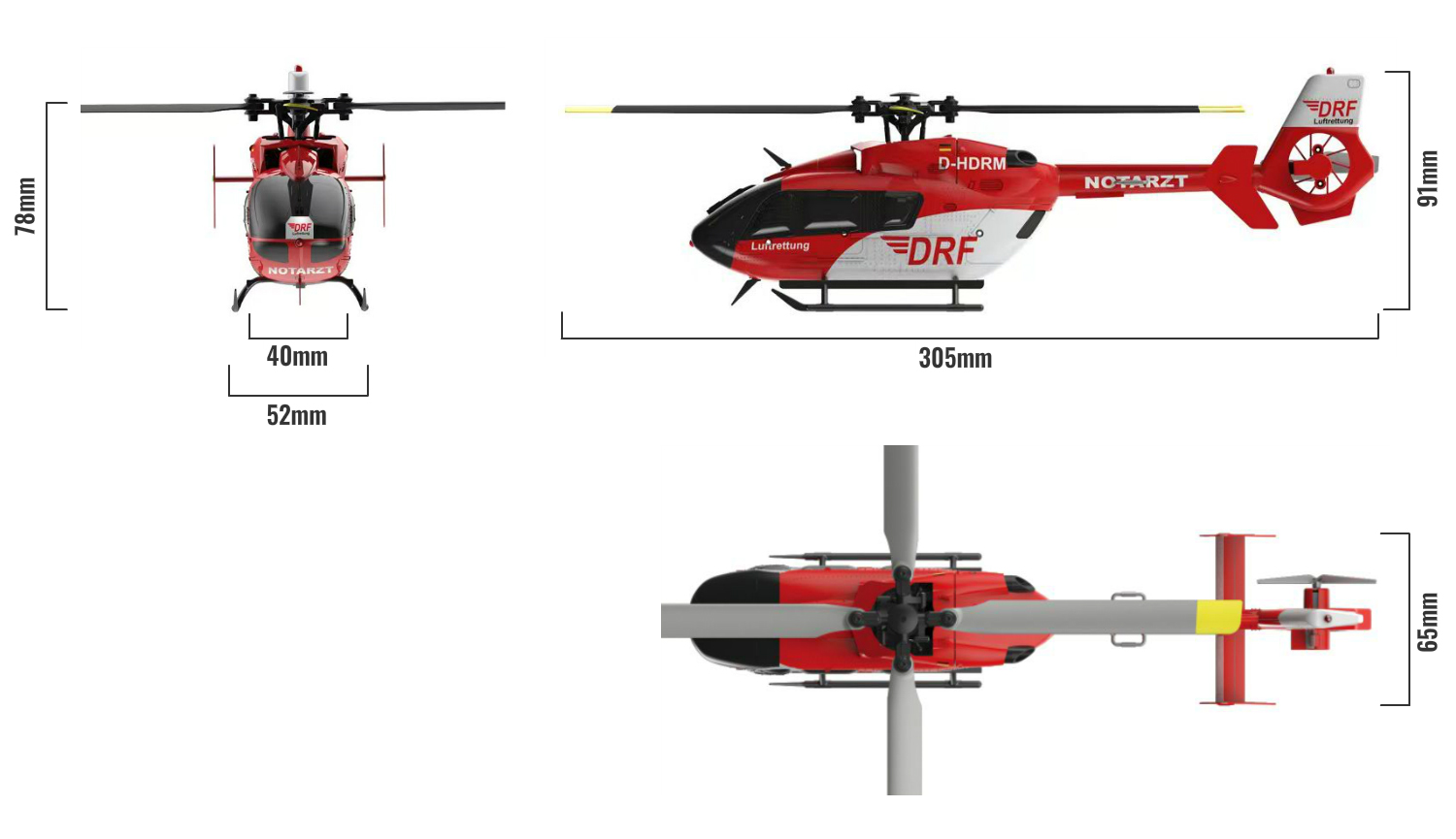DRF AFX-135 Helikopter Abmessungen
