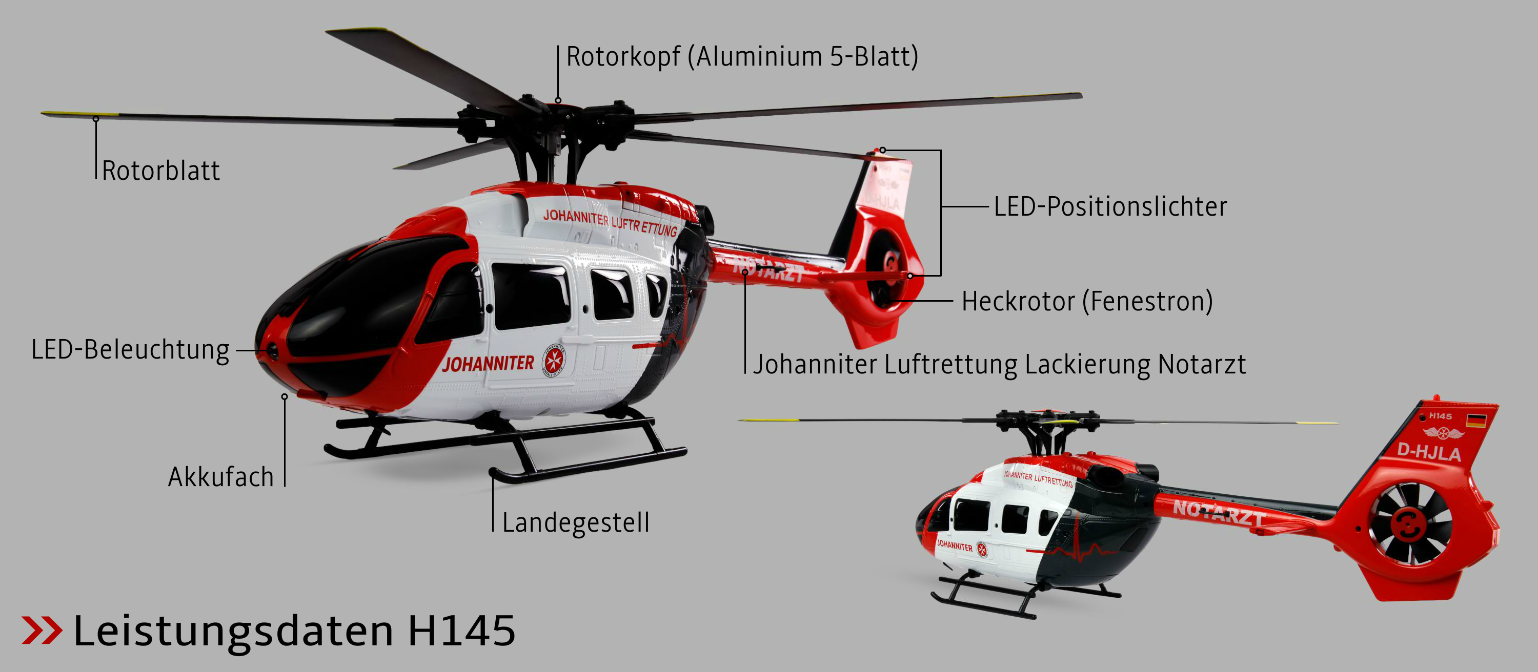 Amewi H145 Johanniter Helikopter Teilebezeichnung