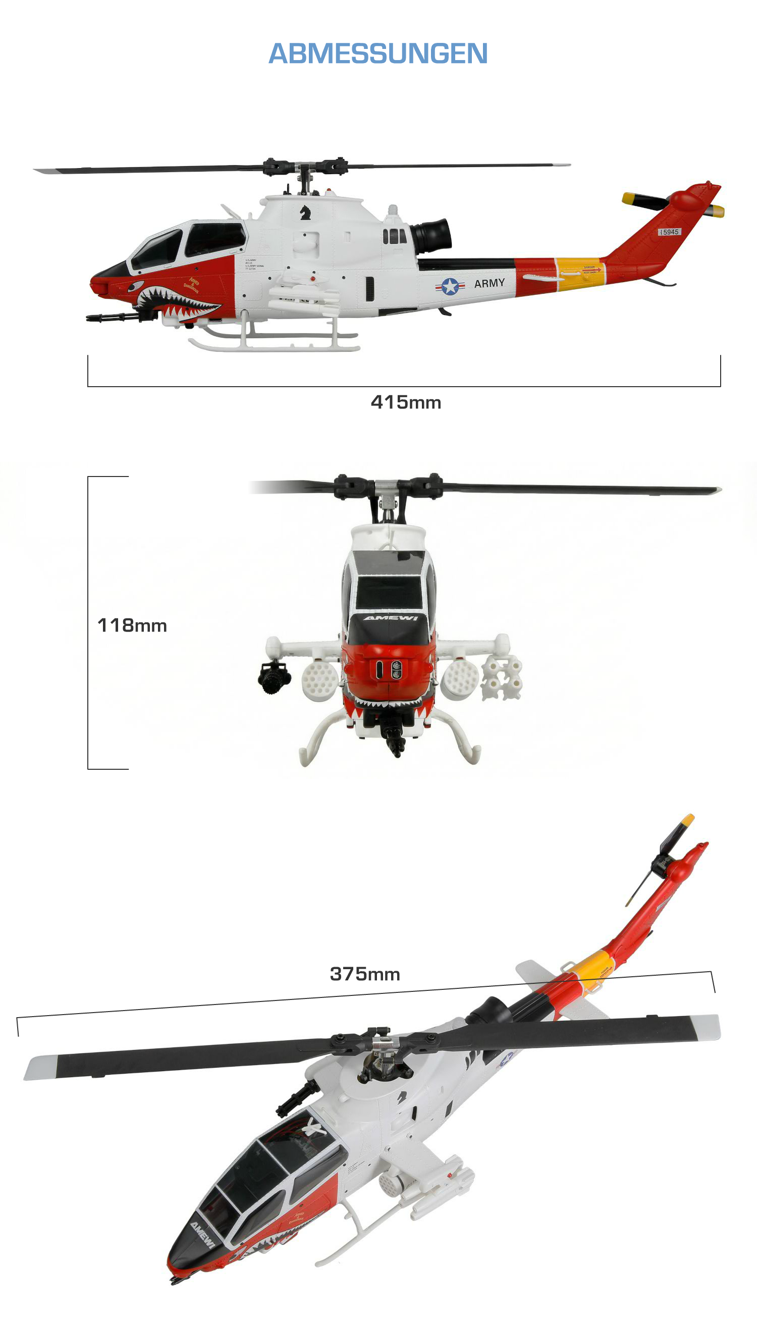 Bell AH-1 Arctic Cobra Abmessungen