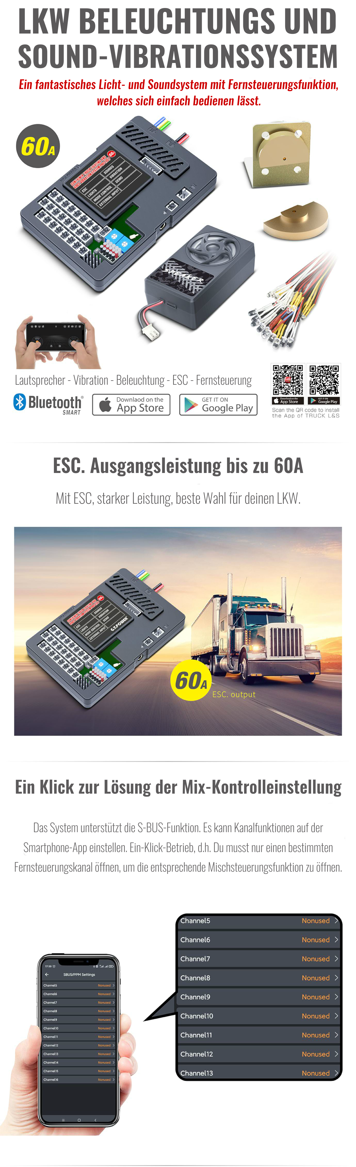 Sound- und Beleuchtungssystem mit Vibrationsfunktion für LKWs