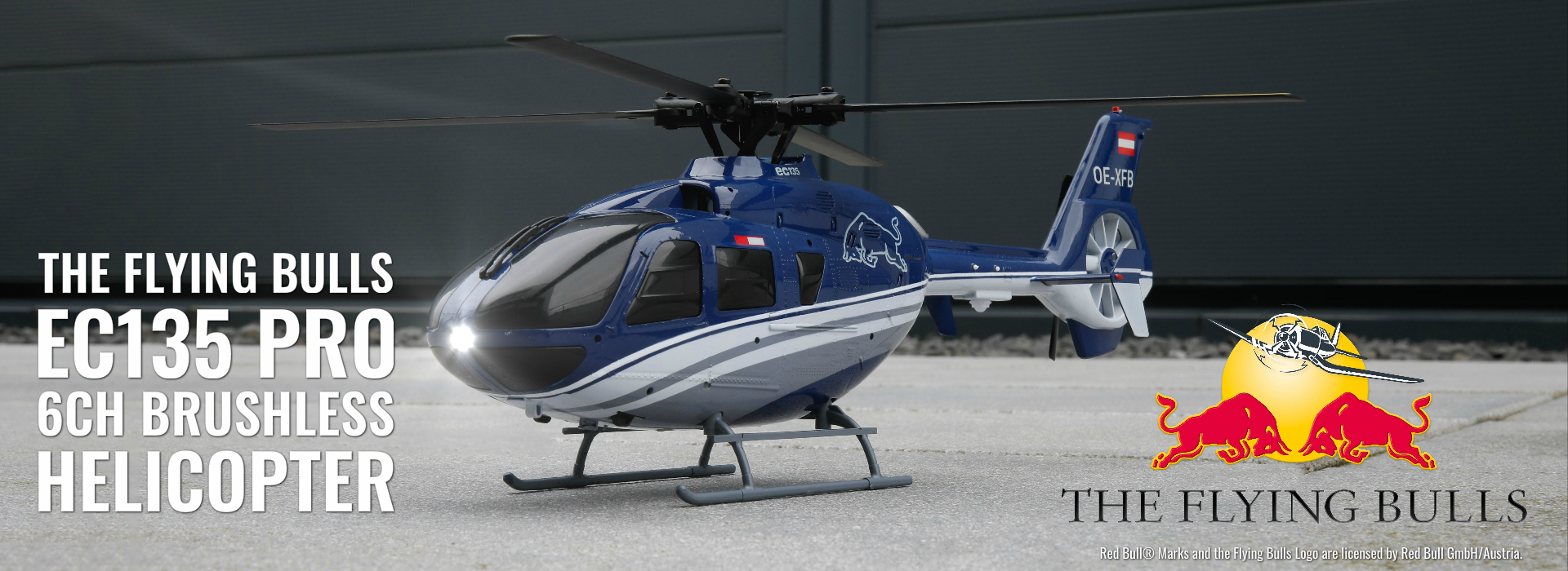 The Flying Bulls EC135 Pro brushless Helikopter Banner groß