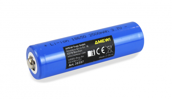 Li-Ion 1S 3,7V 18650 Zelle 2500mAh